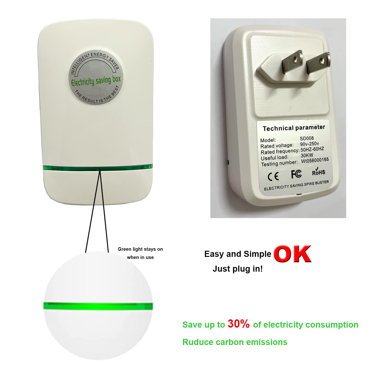 Stop Watt Energy Saving Device   Dinslia 30Kw Us Plug 90V 250V Electricity Saving Box   Stable Voltage Device Pro Power Saver(3